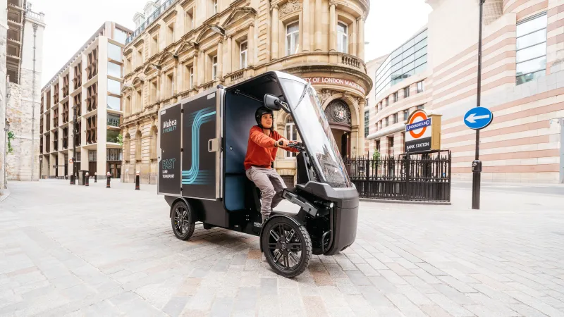 Electric cargo vehicle near Bank Station in the City of London